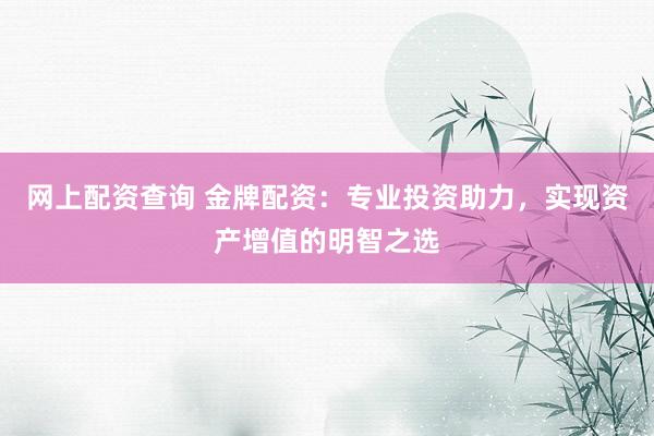 网上配资查询 金牌配资：专业投资助力，实现资产增值的明智之选
