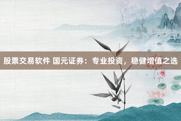 股票交易软件 国元证券：专业投资，稳健增值之选