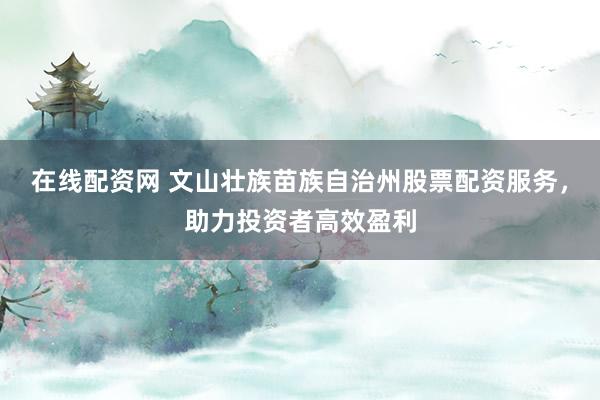 在线配资网 文山壮族苗族自治州股票配资服务，助力投资者高效盈利
