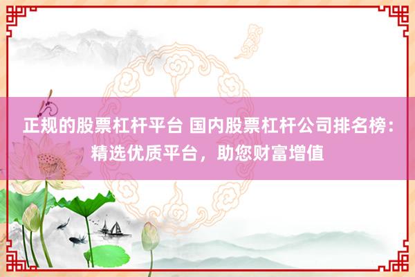 正规的股票杠杆平台 国内股票杠杆公司排名榜：精选优质平台，助您财富增值