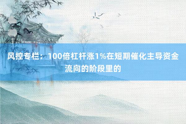风控专栏：100倍杠杆涨1%在短期催化主导资金流向的阶段里的