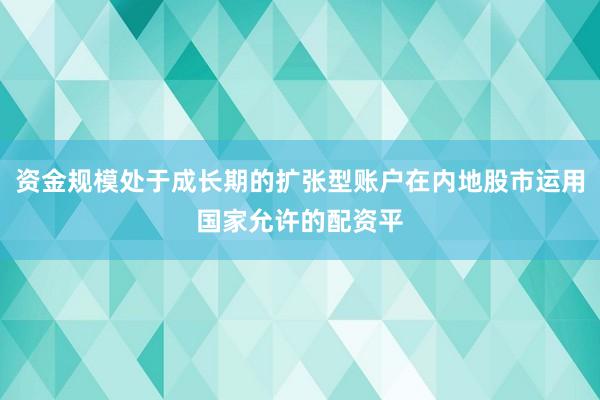 资金规模处于成长期的扩张型账户在内地股市运用国家允许的配资平