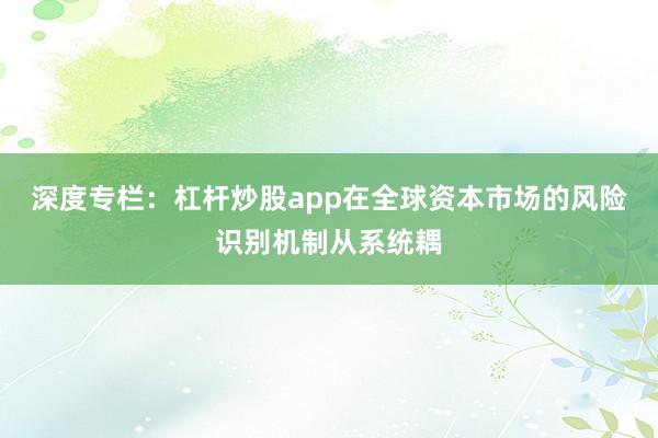 深度专栏：杠杆炒股app在全球资本市场的风险识别机制从系统耦