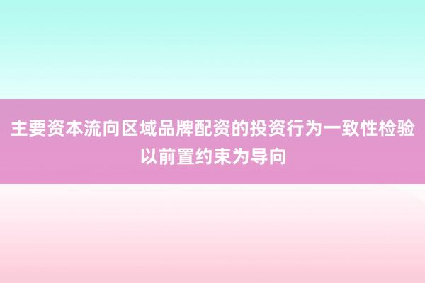 主要资本流向区域品牌配资的投资行为一致性检验以前置约束为导向