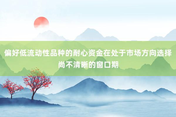 偏好低流动性品种的耐心资金在处于市场方向选择尚不清晰的窗口期
