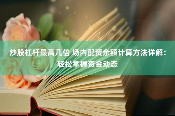 炒股杠杆最高几倍 场内配资余额计算方法详解：轻松掌握资金动态