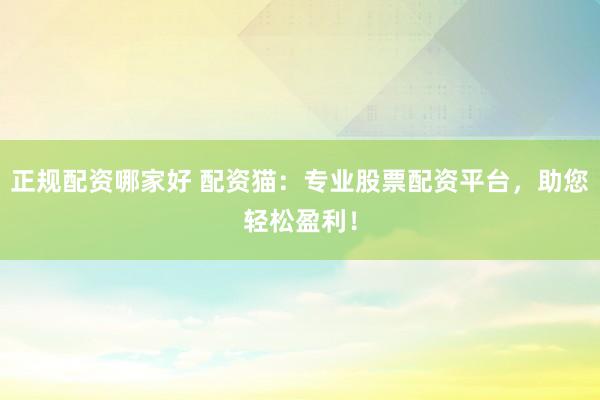 正规配资哪家好 配资猫：专业股票配资平台，助您轻松盈利！